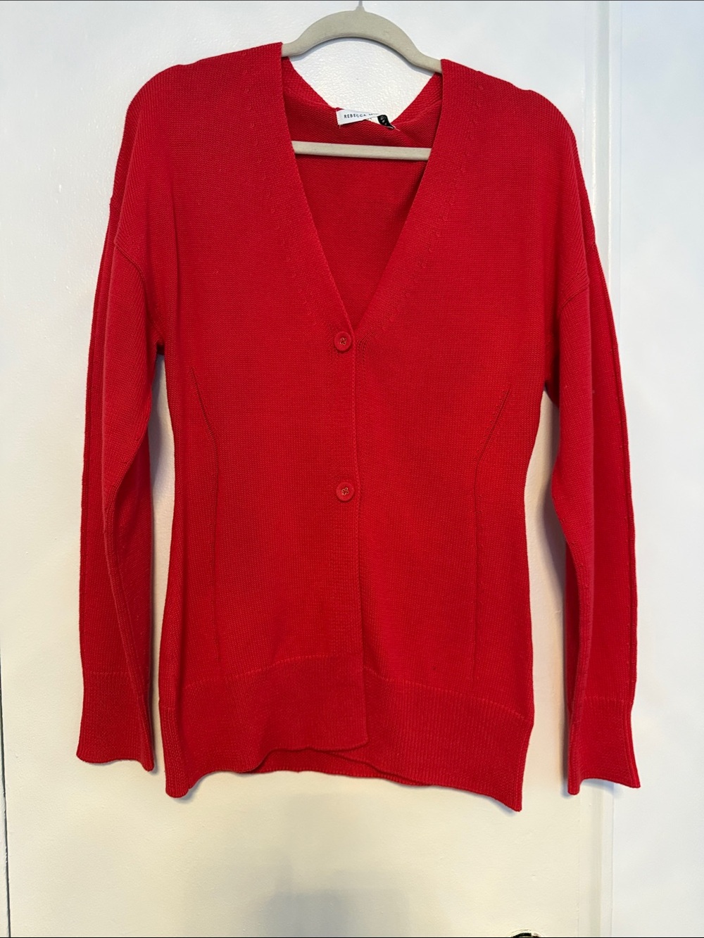 Rebecca Minkoff Red V-Neck Button Cardigan
